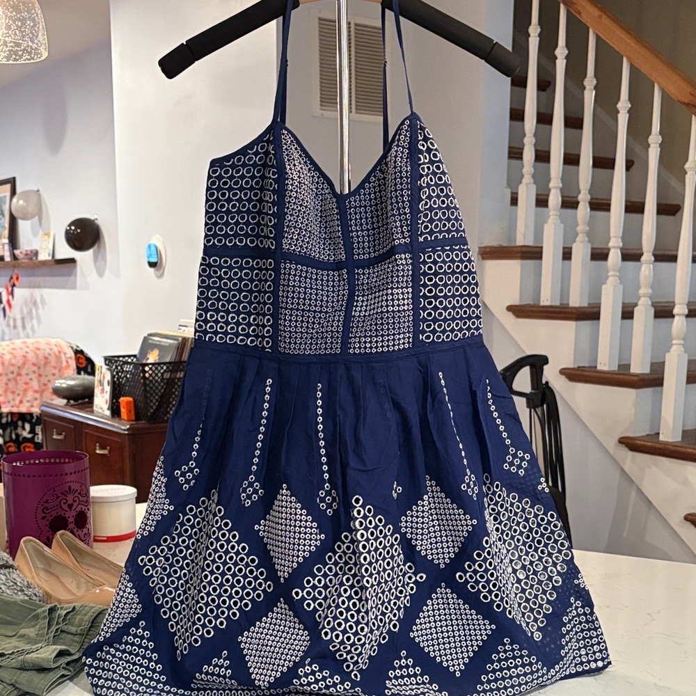 Parker Navy and White Mini Dress